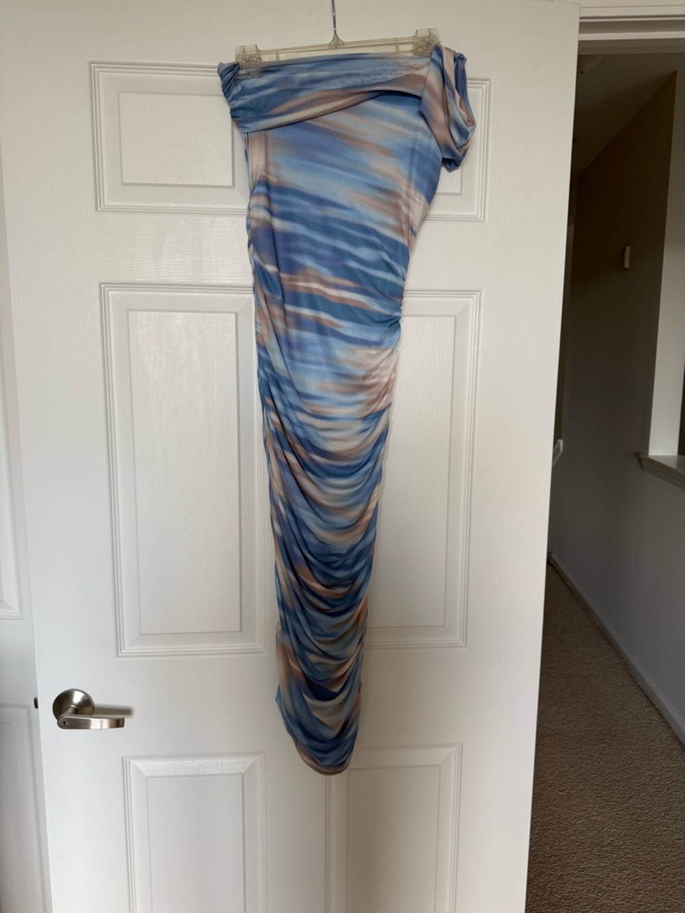 Fashion Nova Blue Multi One-Shoulder Maxi Dress - Picture 4 of 4